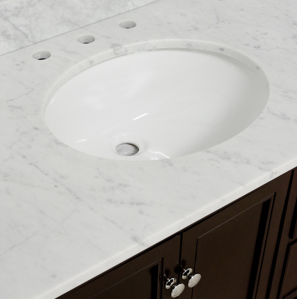 36'' Single Bathroom Vanity, Chocolate, Carrara Marble