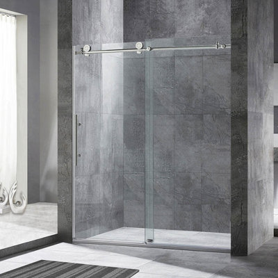 48'' - W x 76'' H Single Added Door Frameless Shower Door with