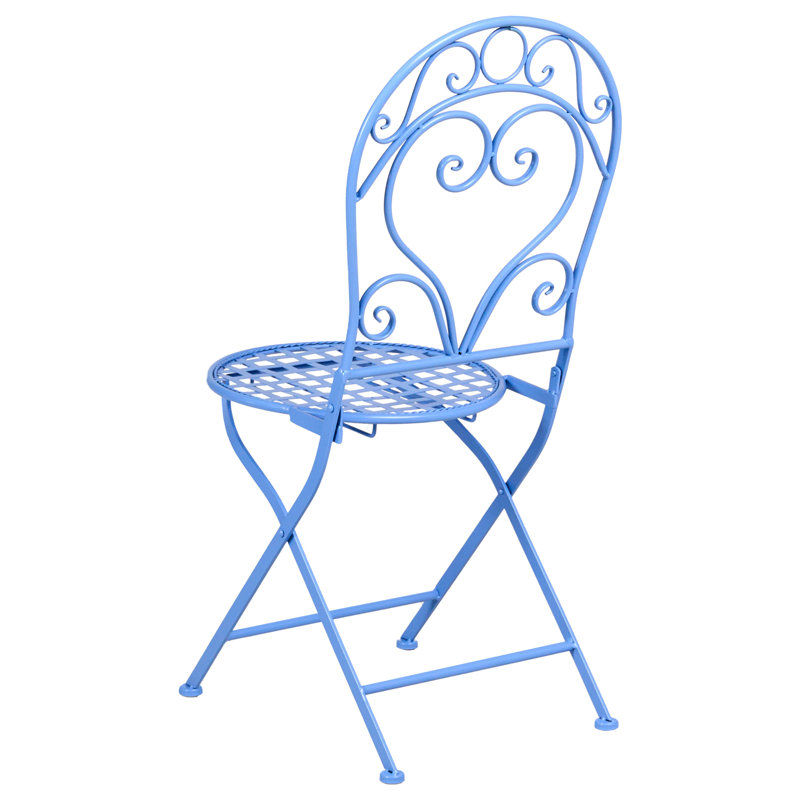 Folding Patio Dining Side Chair, Blue