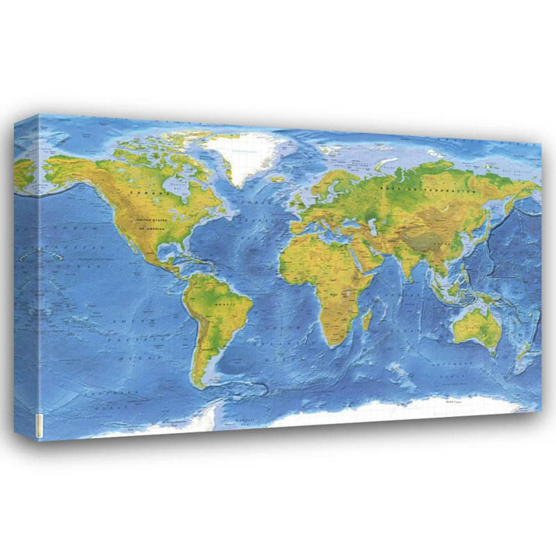 World Terrain Map, 16" H x 24" W