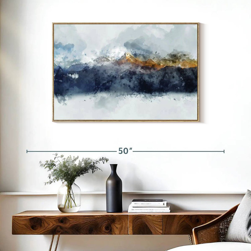 Montagnes de rêve, Cadre flottant en bois naturel, 37 po x 25 po