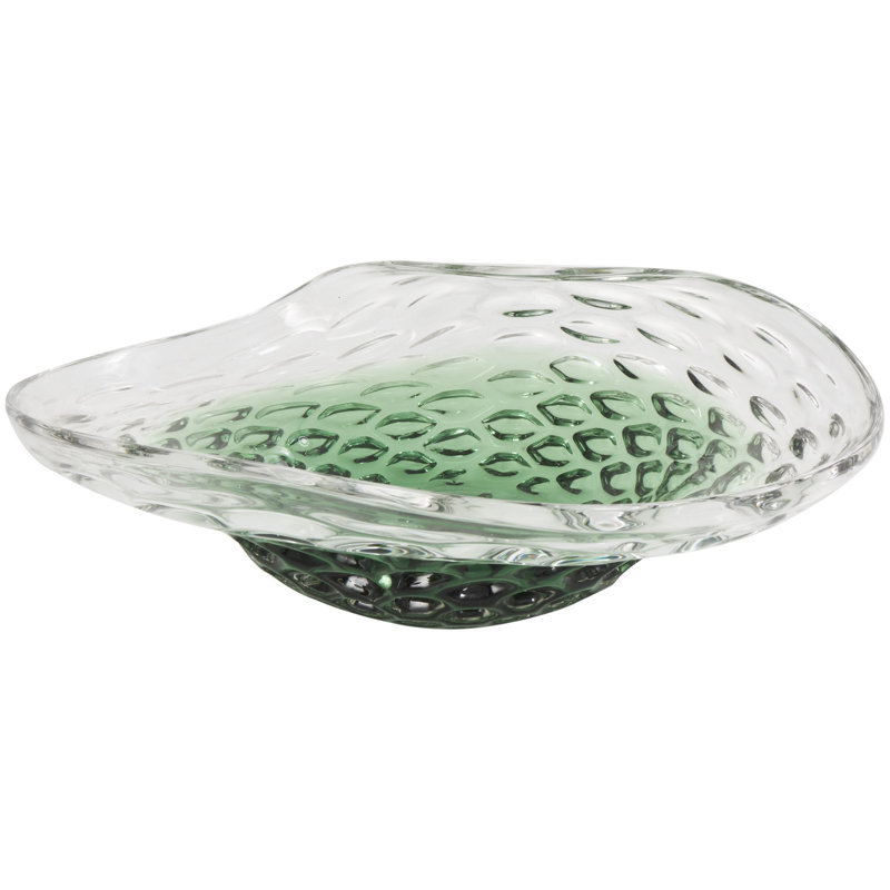 Bol décoratif en verre Pavao, Vert, H 6,4 po x l 18,05 po x P 14,05 po