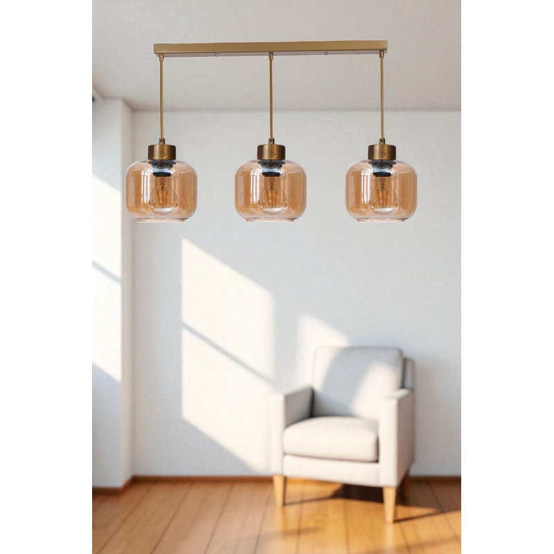 Lustre, Miel / or, 3 niveaux, Trois lumières