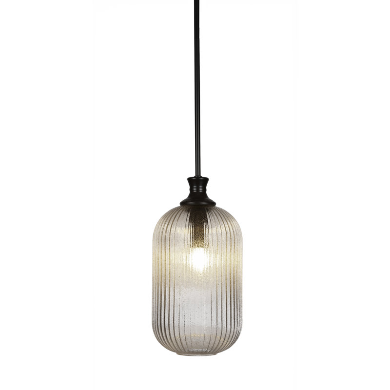 Luminaire suspendu 1 lumière Carina, H 15,5 po x l 8,25 po x P 8,25 po, Noir mat