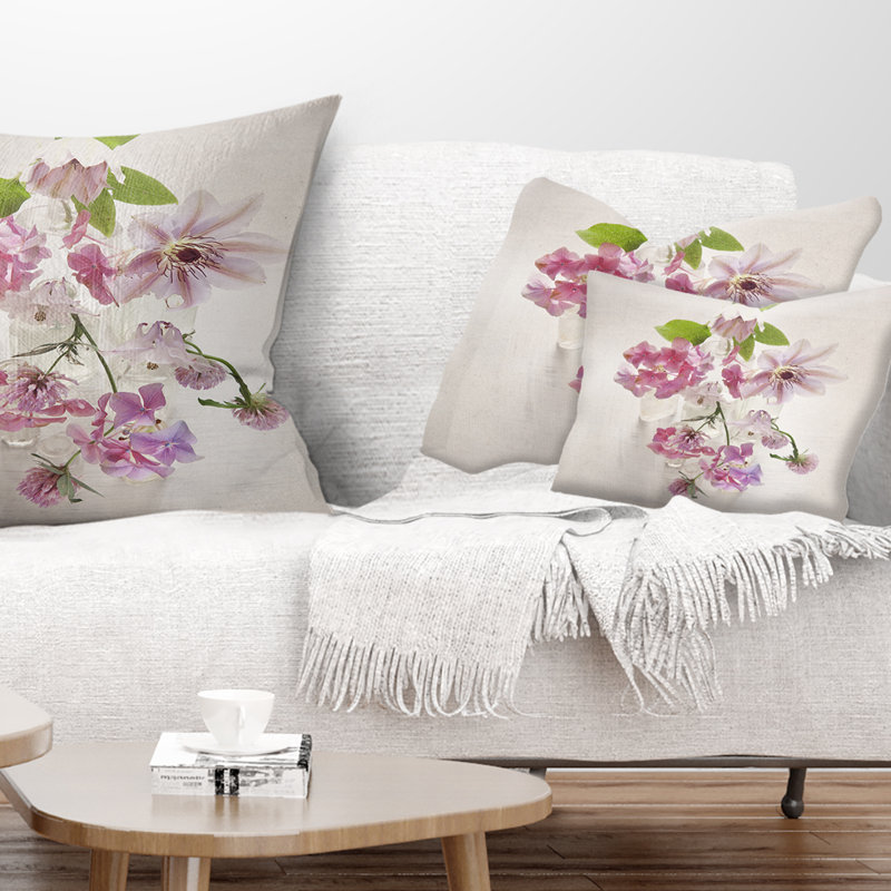 Coussin décoratif à fleurs roses rétro
