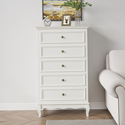 Commode verticale en bois manufacturé avec 5 tiroirs