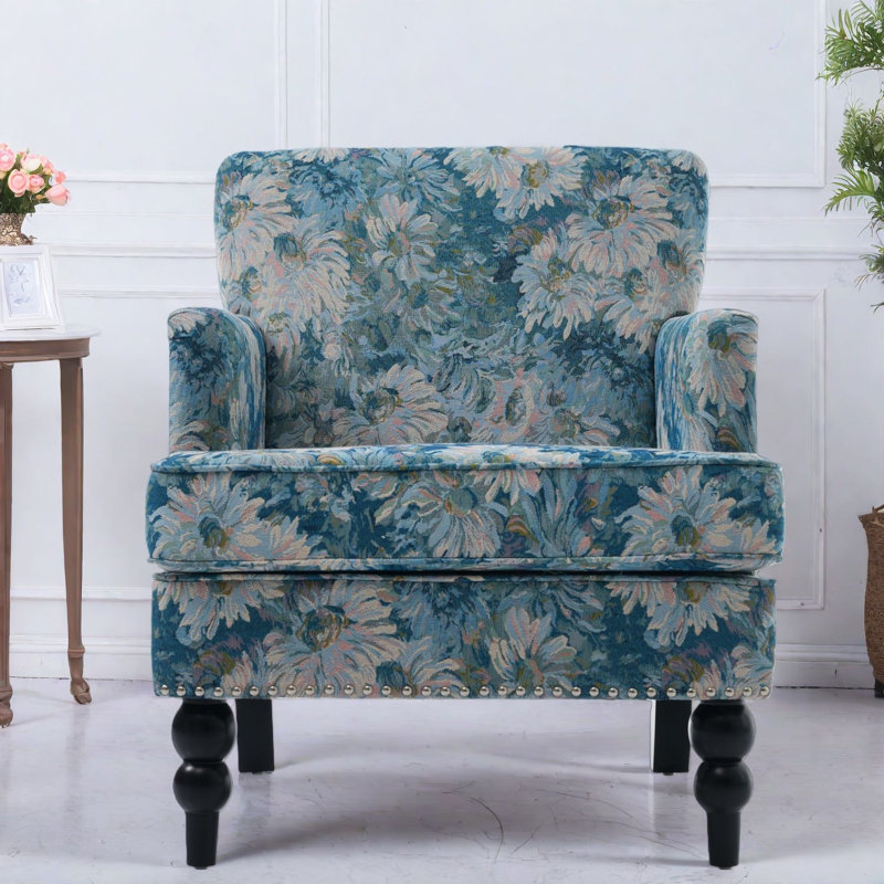 Chaise d'appoint robuste bleue avec finition en polyester, style contemporain pour la détente à la maison