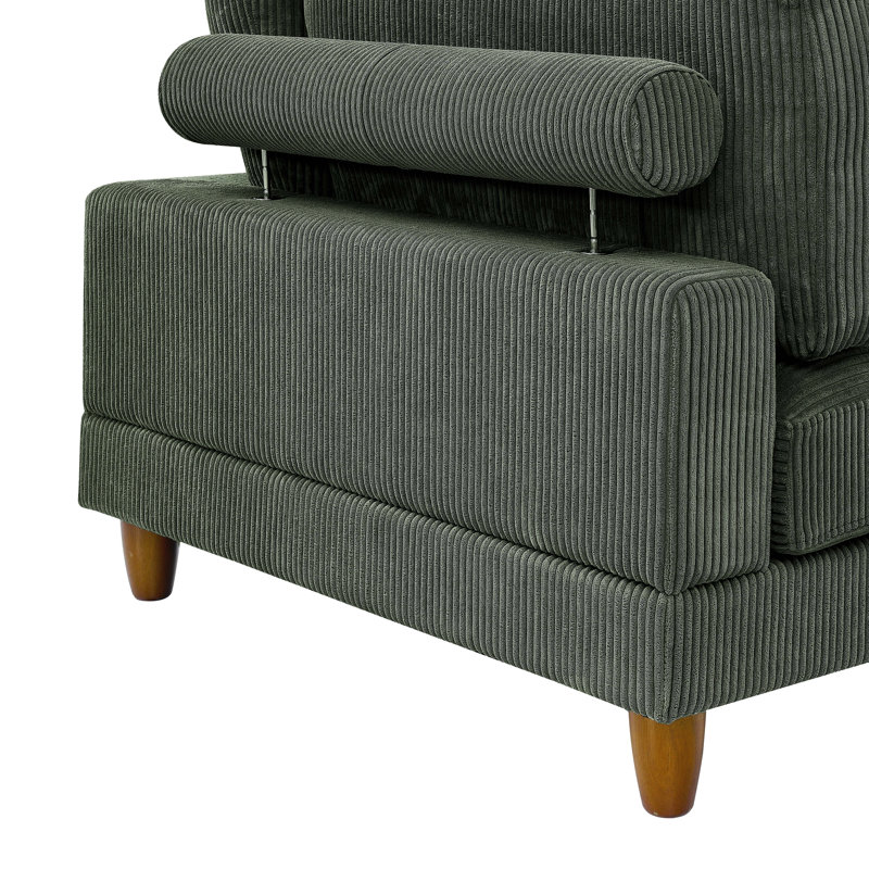 Canapé modulaire réversible en velours côtelé 133,5 po Barbarette, Velours côtelé vert forêt