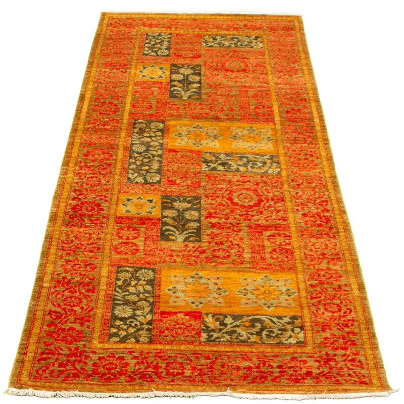 Tapis de couloir unique en laine noué à la main nouvel âge Lahore Fin 4 pi 1 po x 9 pi 11 po Carsin