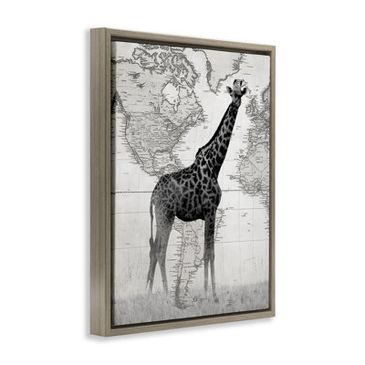 Girafe avec carte du monde rétro
