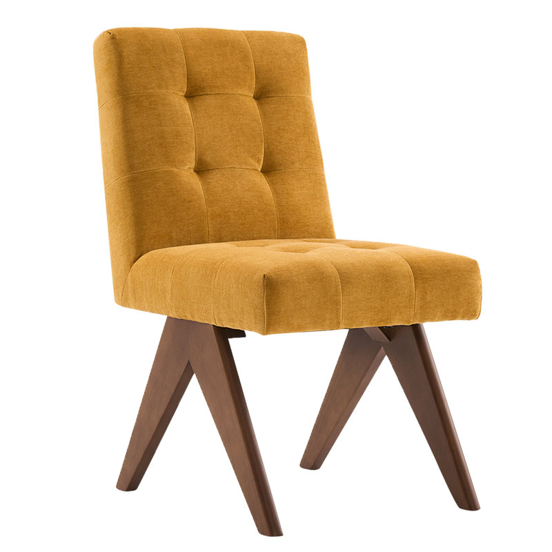 Nieck Armless Tufted Upholstered Side Chair, Yellow, 4