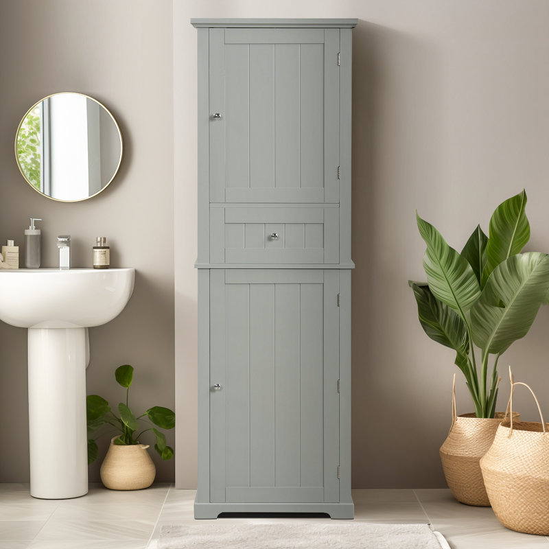 Chavious Bathroom Cabinet with Drawer, Freestanding Linen Cabinet Washroom Cabinet, Bathroom Storage Cabinet with Adjustable Shelf for Bathroom Living Room