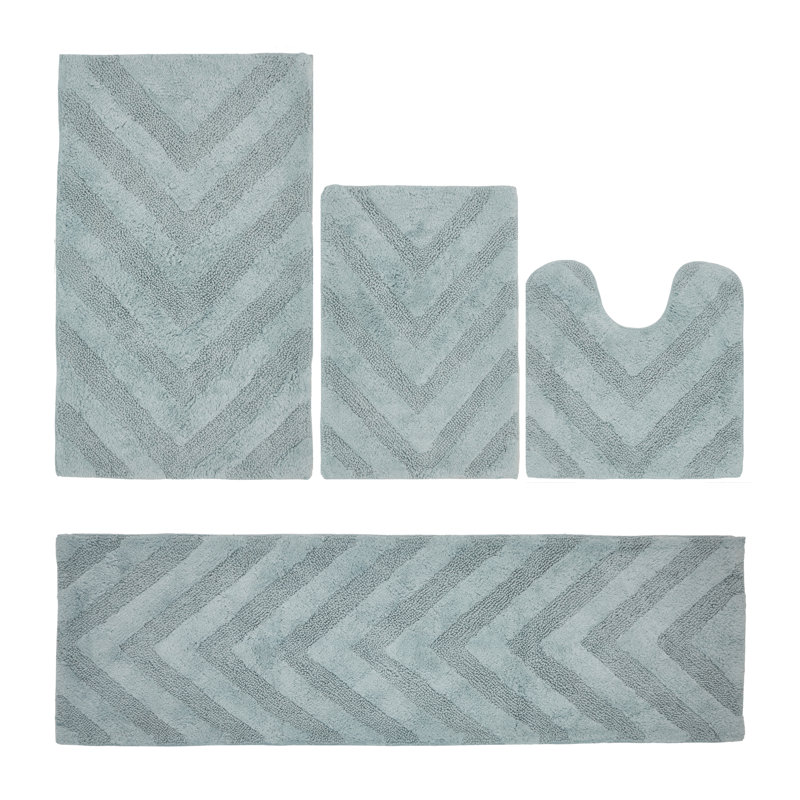 Ensemble de tapis pour salle de bain touffeté à 100% coton 2370 g / m² Hugo avec envers en latex anti-dérapant, certifié OEKO-TEX®, super absorbant et lavable à la machine, bleu