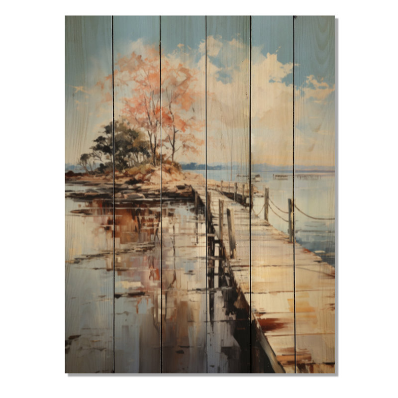 Jetée et quai de bord de mer I sur bois, H 40 po x l 30 po x P 0,78 po