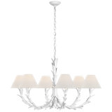 Provenz 32" 6 Light Chandelier In Plaster White With Linen Shades