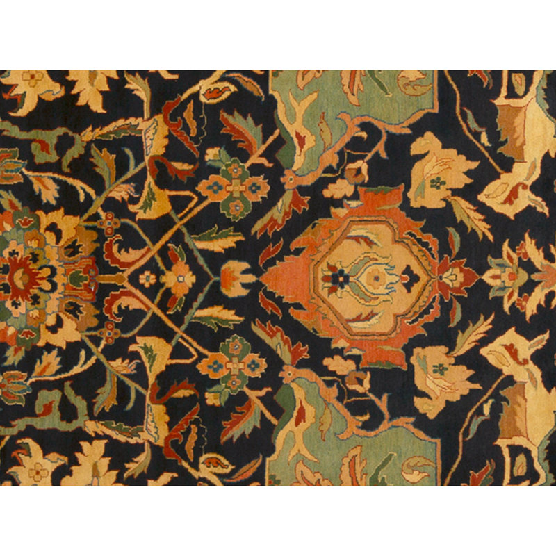 Tapis noir noué à la main de haute qualité