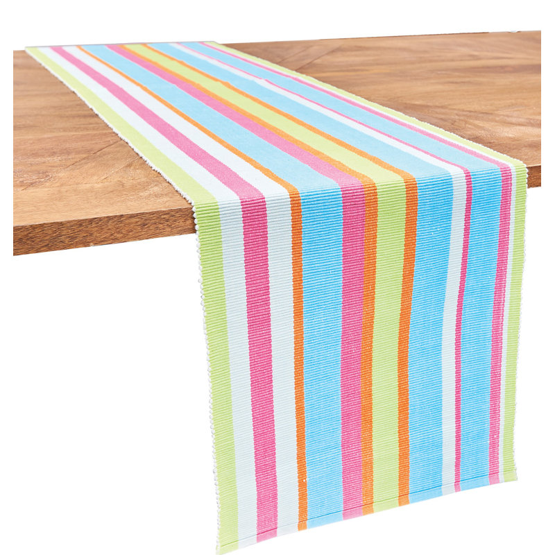 Vincenza Key Lime Stripe Cotton Table Runner