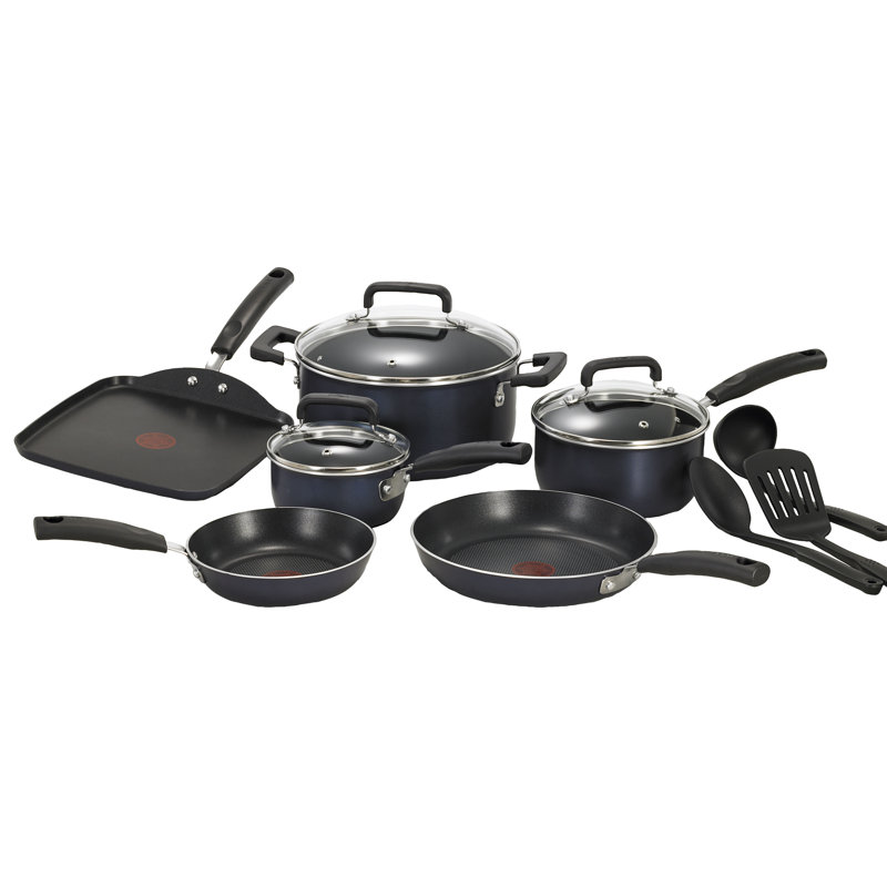 T-fal 12-Piece Black Non-Stick Aluminum Cookware Set