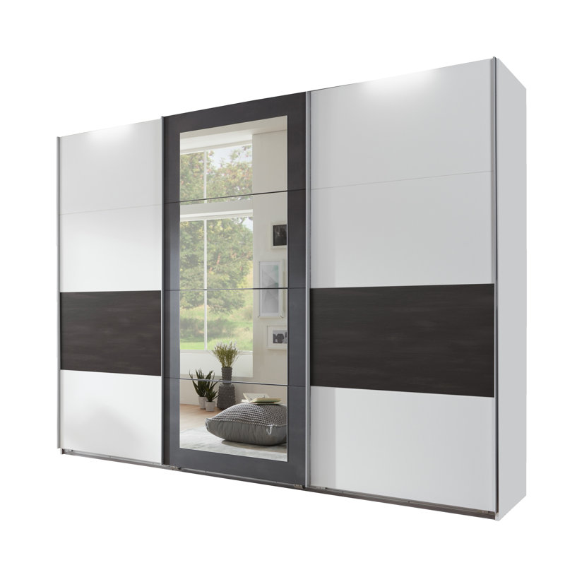 Attalie 3 Door Manufactured Wood Wardrobe, White