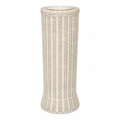 White Round Wicker Pedestal