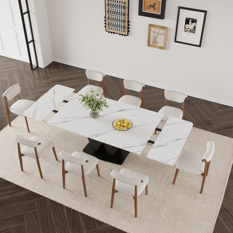 Table de salle à manger moderne blanche et noire