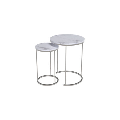 2 Piece Marble Finish End Table