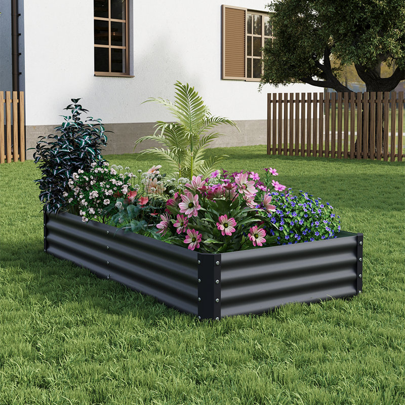Metal Raised Garden Bed, Black, 30" H x 180" W x 90" D