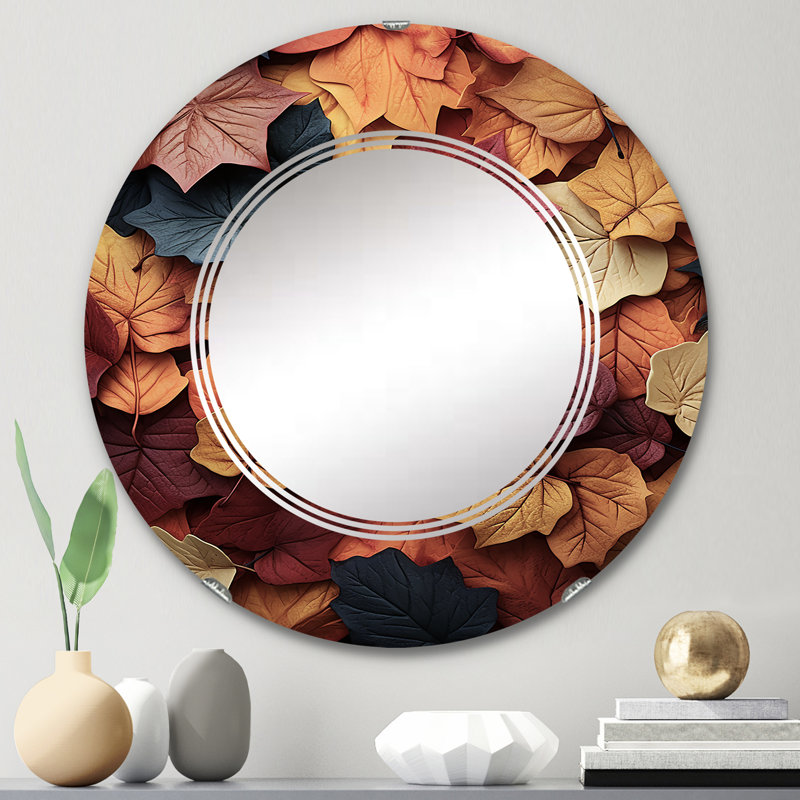 Psimolofou - Miroir mural floral rond, 24 po x 24 po