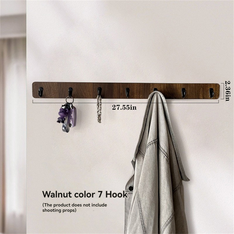 Solid Wood Over-The-Door Hook Rack