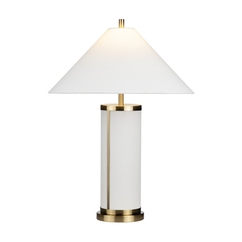 29.75" Metal Table Lamp With White Shade