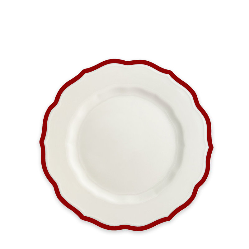 Stella Scalloped Crimson Porcelain Salad/Dessert Plate