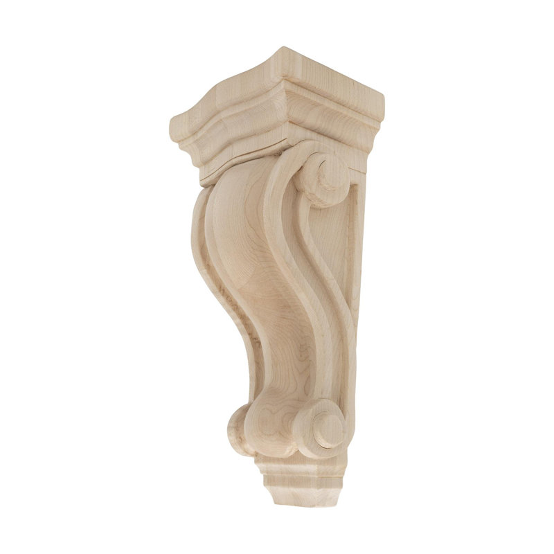 Corbeau en bois massif classique 10-1 / 2 po x 4-7 / 8 po x 3-1 / 2 po, Érable dur