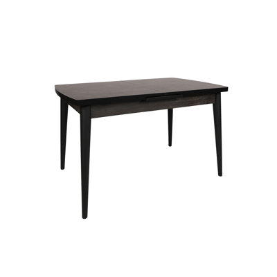 Table de salle à manger extensible, conception baroque, noire, 50,4 x 31,1 x 31,1 pouces | 100% panneau de particules enduit de mélamine, largeur extensible: 61,8 pouces | Pieds en plastique robustes, parfaits pour les salles à manger et les rassemblements élégants