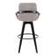 Tabouret de bar à hauteur fixe avec pivot en bois noir et tissu avec repose-pieds rond en métal - ensemble de 2