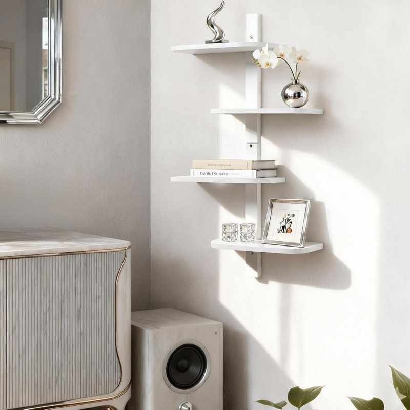 34.7cm W Solid Wood Wall Mounted Shelving Unit