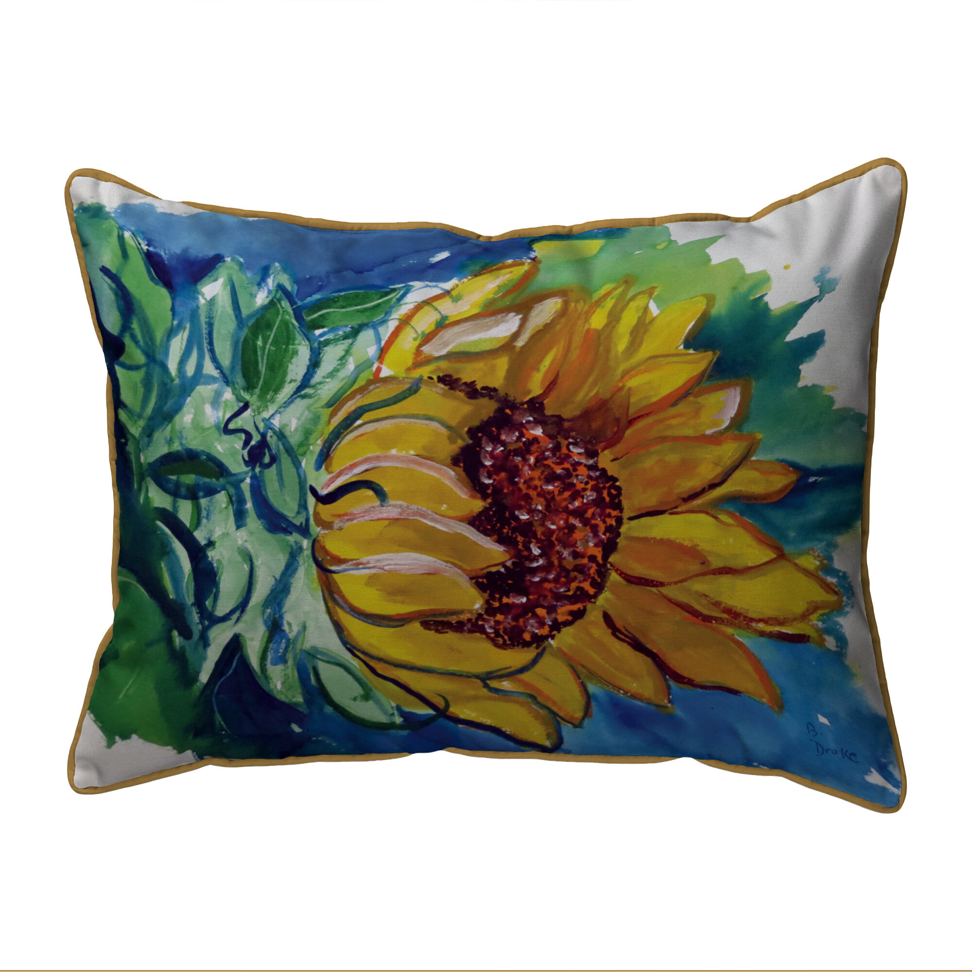 Betsy Drake Interiors Windy Sunflower Outdoor Rectangular Pillow Cover ...