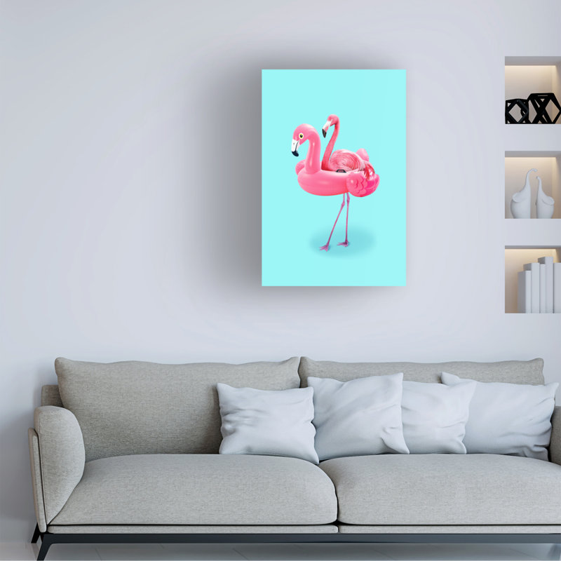 «Flamant bolle sur un complexe sur toile», H 19 po x l 12 po x P 2 po