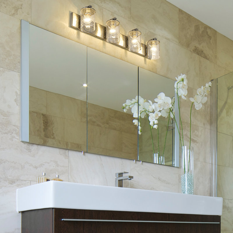 Éclairage de salle de bain à intensité variable 4 lumières Anatolie, Nickel brossé