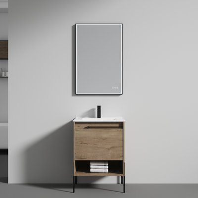 Ensemble de meuble-lavabo simple 24,25 po avec plateau en céramique Choua