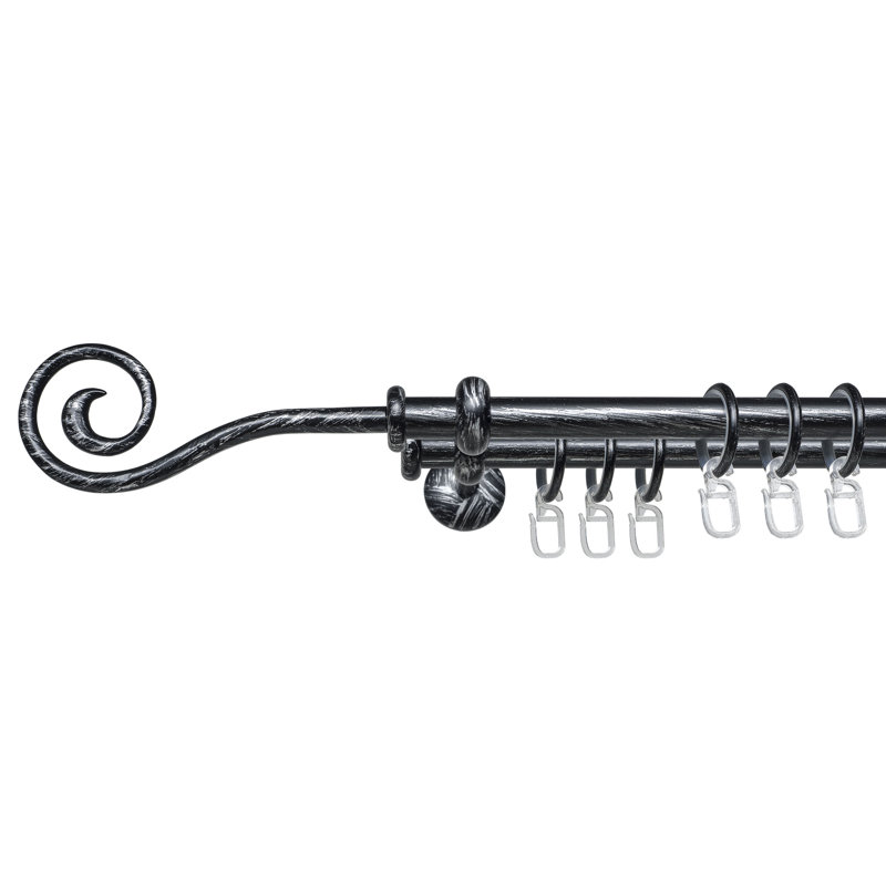 Curtain Pole Set, 4cm H x 229.4cm W x 14cm D, Black