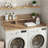 Washer Dryer Countertop With Non-Slip Pads, Laundry Wood Shelf Topper With Edge, 54" Width X 27.5" Depth Double Layer Organizer For Washer And Dryer Laundry Hamper Counter Storage (Sandy Brown Color)-125043991-125043986