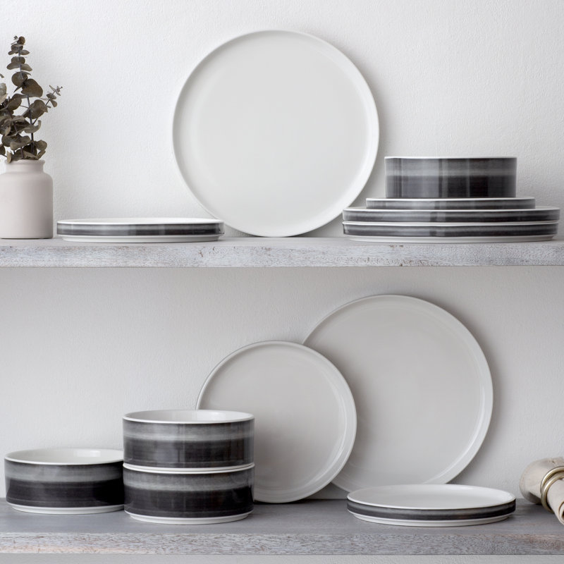 Noritake Colorstax Ombre 12-Piece Dinnerware Set, Service for 4, Jet