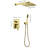 Wall Mounted High Shower System In Brushed Gold With 10 Inches Rain Head And Handheld Valve Trim For Bathroom Presenting Handheld. Dual . Faucet Trim. Self-Cleaning Nozzle. Matches American Standard