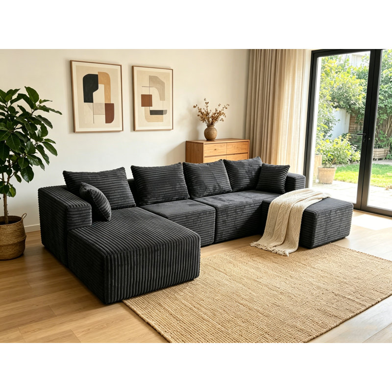 Canapé modulaire Boneless, Gris, Face à la droite