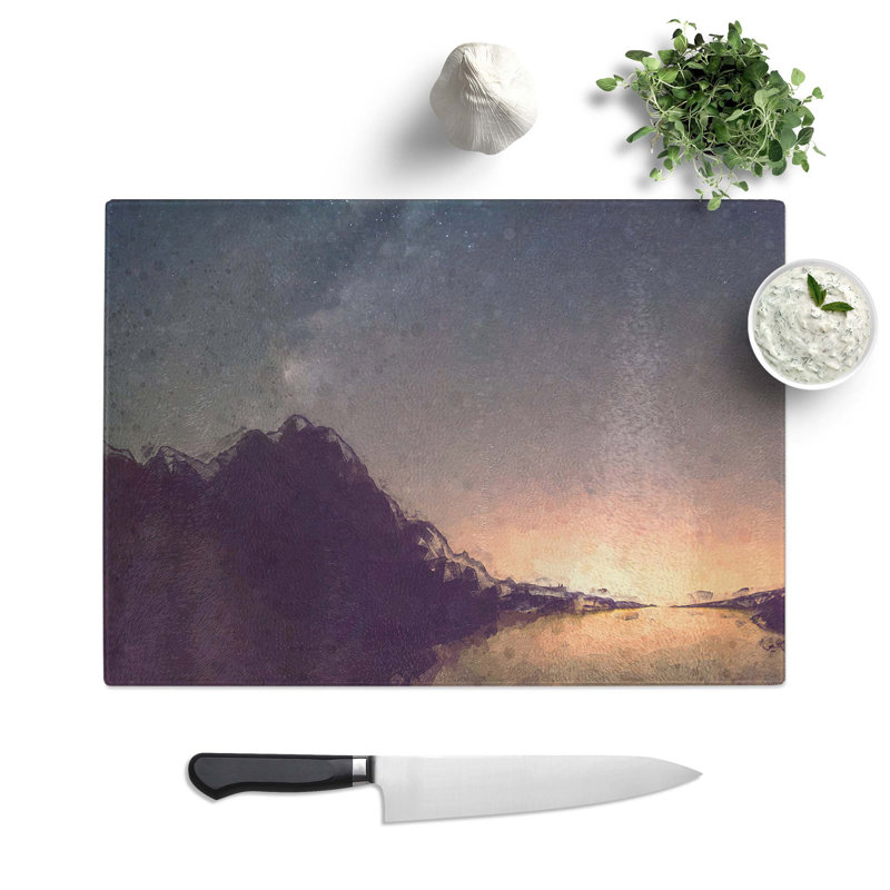 Tempered Glass Stars over the Lake in Slovakia Chopping Board, 28.5 cm W x 20 cm L