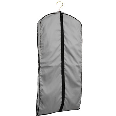 60'' Breathable Gray Cotton Poplin (Black Trim) Garment Bag
