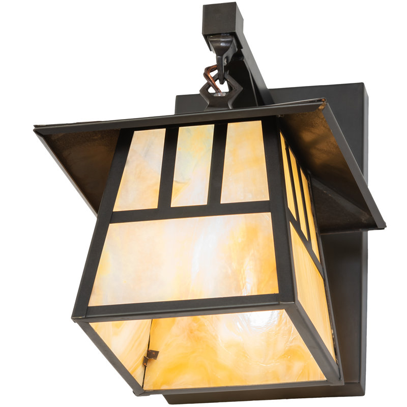 1 - Light Armed Sconce, 11" H x 8" W x 11" D, Beige, Craftsman Brown