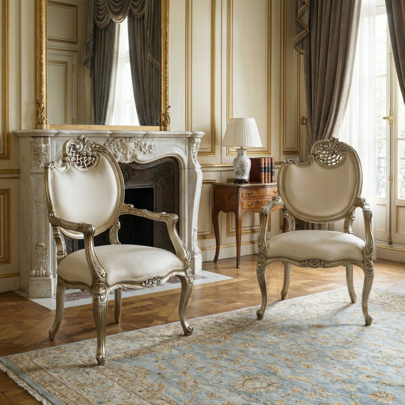Paire de chaises d'appoint Platine