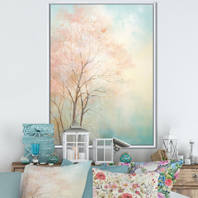 Impression romantique sur toile de sarcelle beige - Cottage