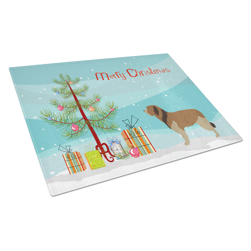Caroline's Treasures Tempered Glass Christmas Cutting Board, Catalan Sheepdog